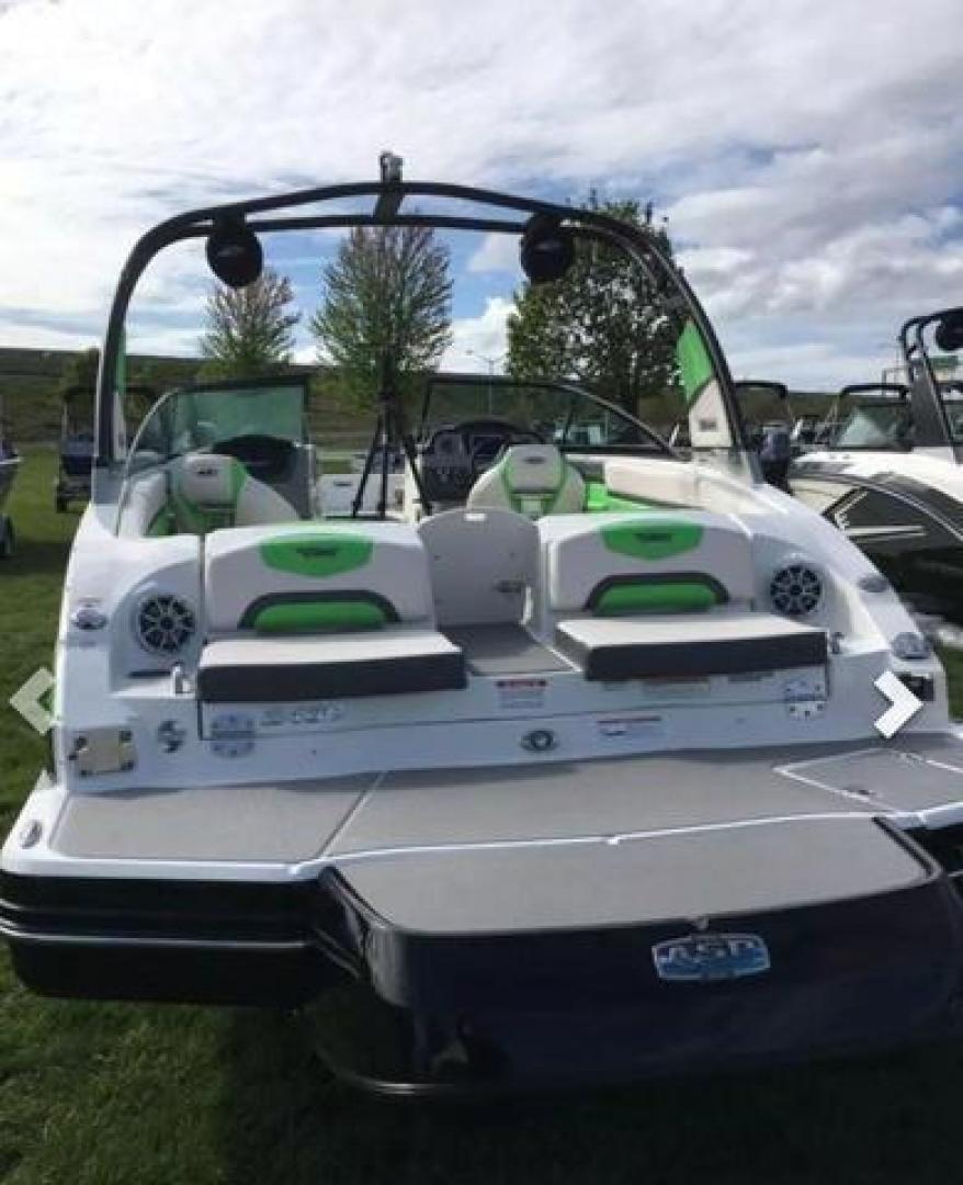 2017 Green /White Chaparral VORTEX VRX 2430 (00000FGBJ01) , Automatic transmission, located at 607 W Columbia Drive, Kennewick, WA, 99336, (509) 987-1069, 46.216743, -119.126404 - THIS BEAUTIFUL BOAT IS FULLY LOADED WITH 2 ENGINES, TWIN TURBO JET, SURF GATE, TINTED WINDOWS, STANDARD SNAP-IN CARPET AND SWIM PLATFORM MAT, INTEGRATED SWIM PLATFORM WITH AFT FACING PLATFORM SEATING, FOLDING ARCH TOWER WITH SKI MIRROR, ENCLOSED HEAD, DRIVER AND PASSENGER BUCKET SEATS WITH FLIP-UP B - Photo#3